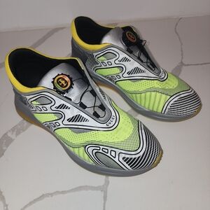 Gucci Men's Neon Yellow and Gray Sneakers